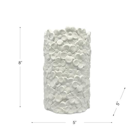 8" Embossed Floral DIY Tall Ceramic Cylinder Vase by Make Market®